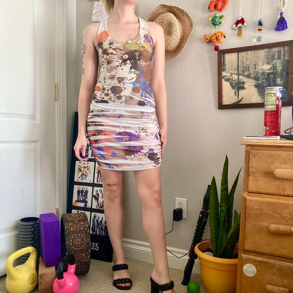 Vintage y2k made in USA forever 21 bodycon racerback mini dress